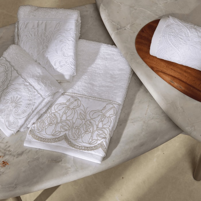 Jogo de Toalhas de Lavabo Sortido 100% Algodão Raffinato Branco - Madel Home