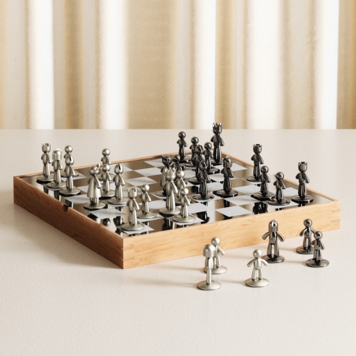 Jogo de Xadrez Decorativo em Zinco Natural Umbra - Madel Home
