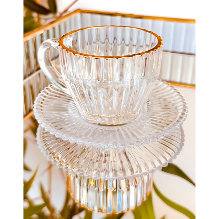 Jogo de Xícaras de Café de Cristal com Fio de Ouro Imperatriz 110ml Wolff - 4 Peças - Madel Home