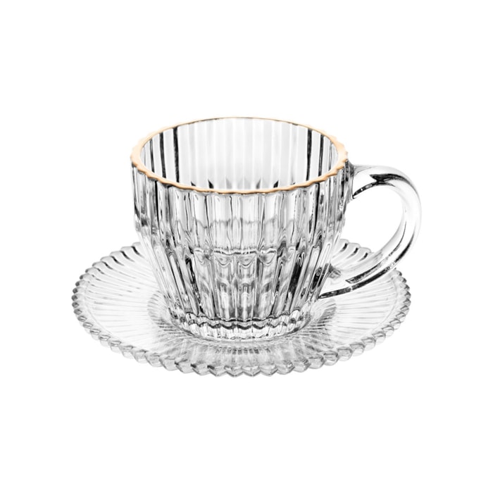 Jogo de Xícaras de Café de Cristal com Fio de Ouro Imperatriz 110ml Wolff - 4 Peças - Madel Home
