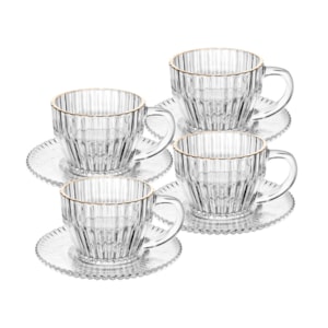 Jogo de Xícaras de Café de Cristal com Fio de Ouro Imperatriz 110ml Wolff - 4 Peças 