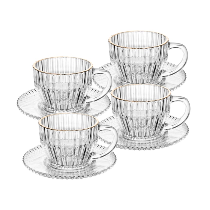 Jogo de Xícaras de Café de Cristal com Fio de Ouro Imperatriz 110ml Wolff - 4 Peças - Madel Home
