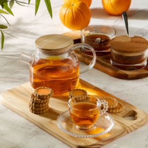 Jogo de Xícaras de Café de Cristal com Pires Pearl 80ml Wolff - 4 Peças 