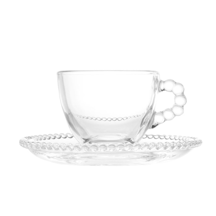 Jogo de Xícaras de Café de Cristal com Pires Pearl 80ml Wolff - 4 Peças - Madel Home