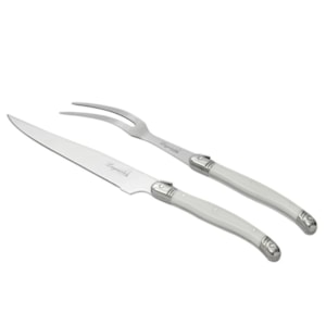 Jogo Garfo e Faca Trinchante em Inox Branco Laguiole La Tour - 2 Peças