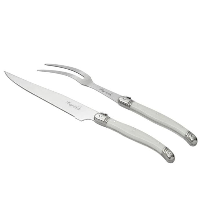 Jogo Garfo e Faca Trinchante em Inox Branco Laguiole La Tour - 2 Peças - Madel Home