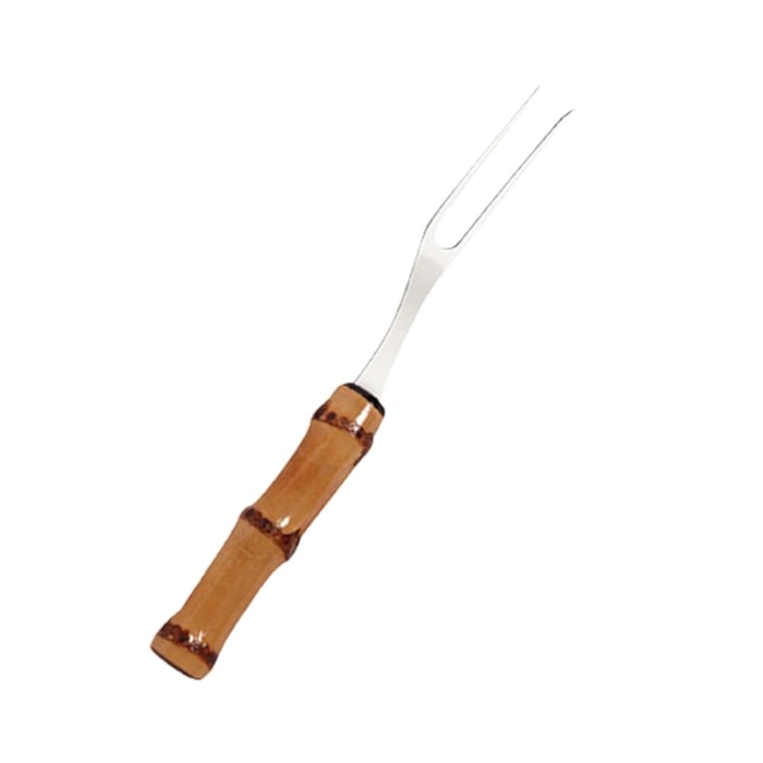 Jogo Garfo e Faca Trinchante Inox com Cabo Bambu Natural - Madel Home