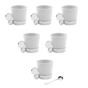 Jogo Riviera Xícaras Café Com Colheres Inox Riva - 6 Peças