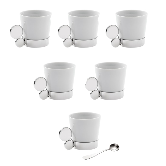 Jogo Riviera Xícaras Café Com Colheres Inox Riva - 6 Peças - Madel Home