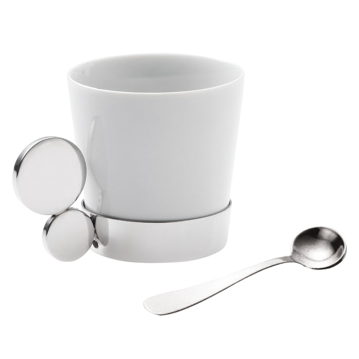 Jogo Riviera Xícaras Café Com Colheres Inox Riva - 6 Peças - Madel Home