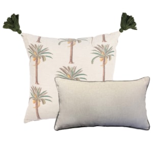 Kit 2 Almofadas Linho Beach Oud Verde e Cinza II