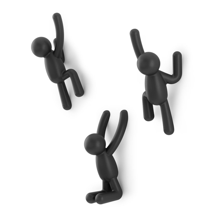 Kit 3 Cabides de Parede Buddy Abs Preto Umbra - Madel Home