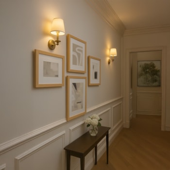 Kit 4 Quadros Decorativos Traços em Madeira com Vidro 