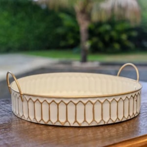 Kit Bandejas de Metal Creta Branco - 3 Peças