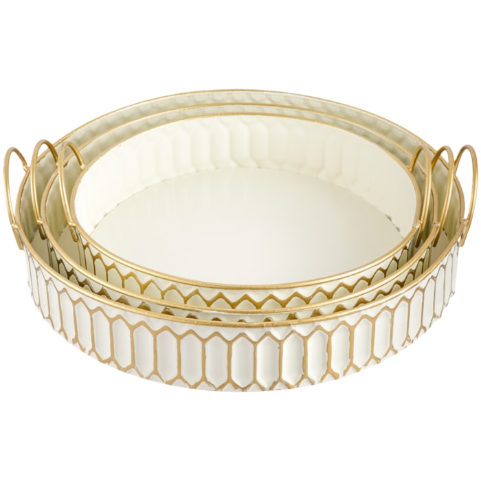 Kit Bandejas de Metal Creta Branco - 3 Peças - Madel Home