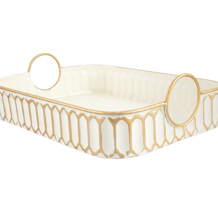 Kit Bandejas de Metal Creta Branco - 3 Peças - Madel Home