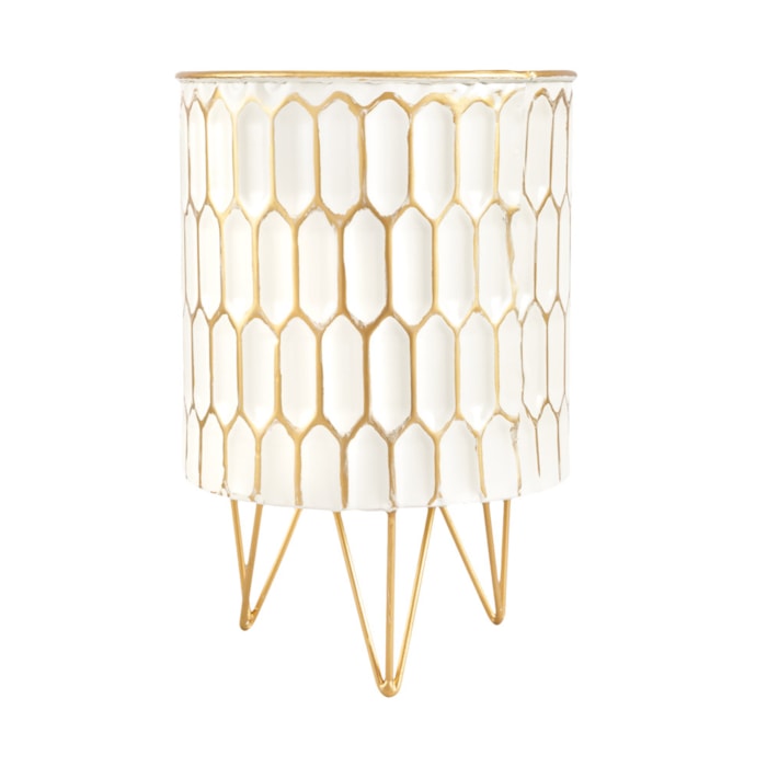 Kit Cachepots Metal Branco e Dourado - 3 Peças - Madel Home
