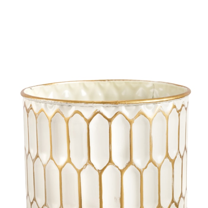 Kit Cachepots Metal Branco e Dourado - 3 Peças - Madel Home