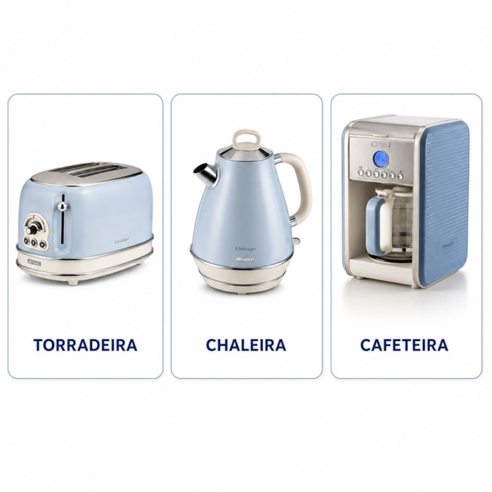 Kit Café da Manhã Vintage Azul Ariete - 127V - Madel Home