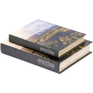 Kit Caixa Livro Decorativa Amazônia - 2 Peças 