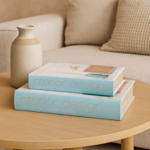 Kit Caixa Livro Decorativa Azul e Branco - 2 Peças 