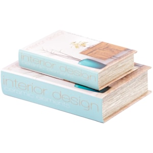Kit Caixa Livro Decorativa Azul e Branco - 2 Peças 