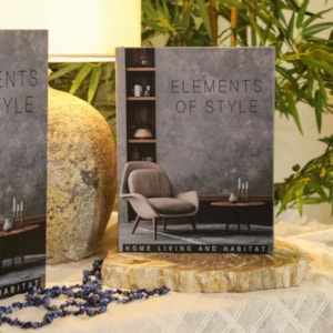 Kit Caixa Livro Decorativa Elements of Style Cinza - 2 Peça