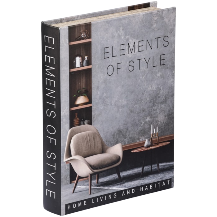 Kit Caixa Livro Decorativa Elements of Style Cinza - 2 Peça - Madel Home