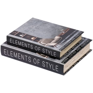 Kit Caixa Livro Decorativa Elements of Style Cinza - 2 Peça