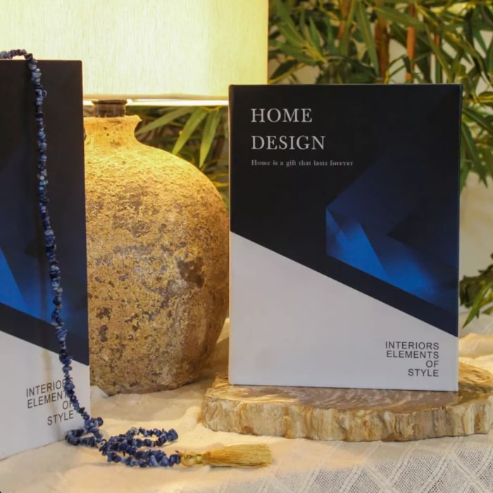 Kit Caixa Livro Decorativa Home Design Azul - 2 Peças - Madel Home