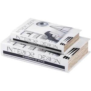 Kit Caixa Livro Decorativa Interior Design - 2 Peças