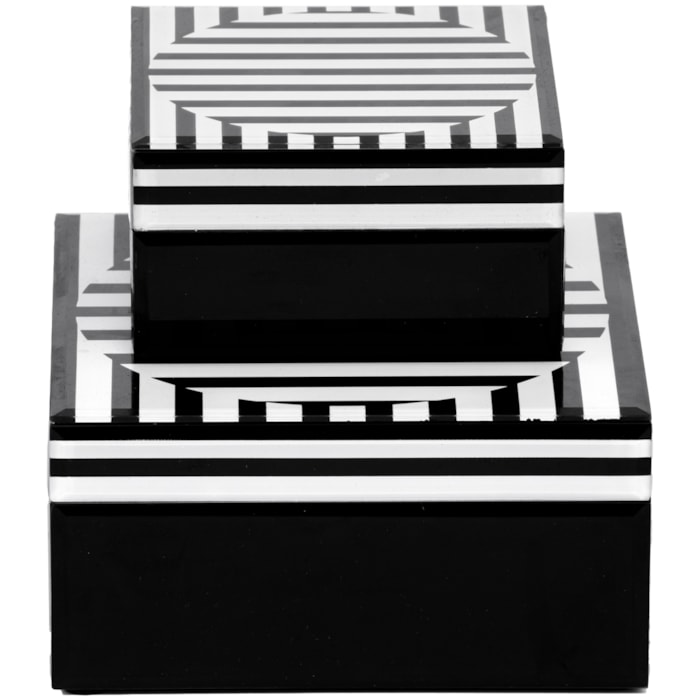 Kit Caixas Decorativas de Madeira e Vidro Preto - 2 Peças - Madel Home