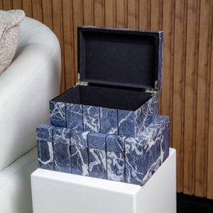 Kit Caixas Decorativas de Madeira Mármore - 2 Peças