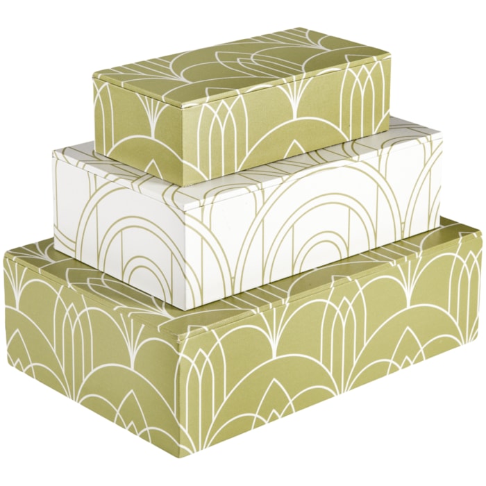 Kit Caixas Decorativas de Mdf Revestimento em Canvas Estampado - 3 Peças - Madel Home