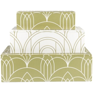 Kit Caixas Decorativas de Mdf Revestimento em Canvas Estampado - 3 Peças