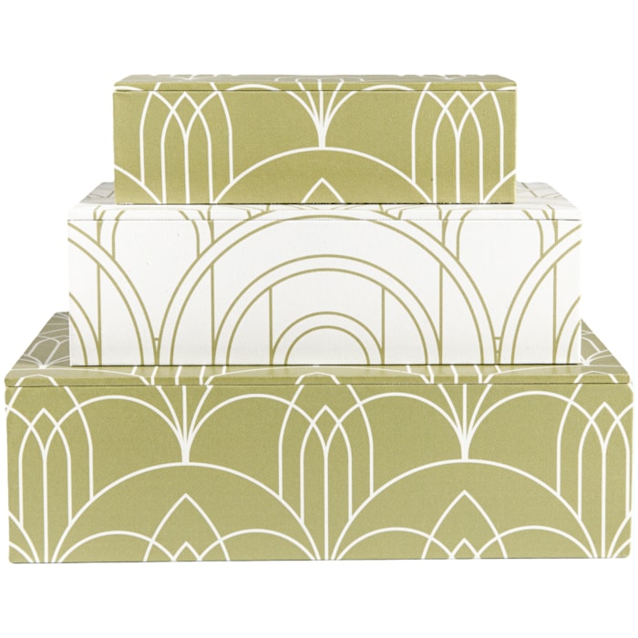 Kit Caixas Decorativas de Mdf Revestimento em Canvas Estampado - 3 Peças - Madel Home