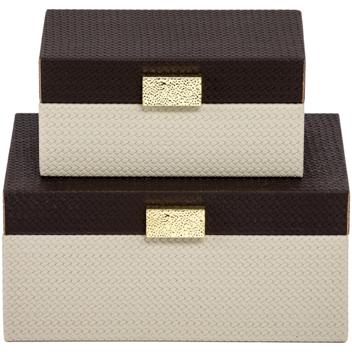 Kit Caixas Decorativas Revestida de Couro Sintético - 2 Peças - Madel Home