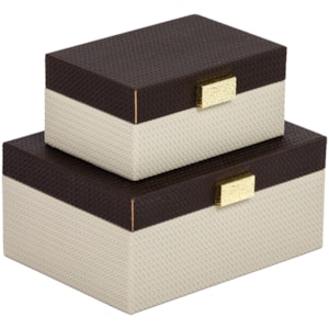 Kit Caixas Decorativas Revestida de Couro Sintético - 2 Peças