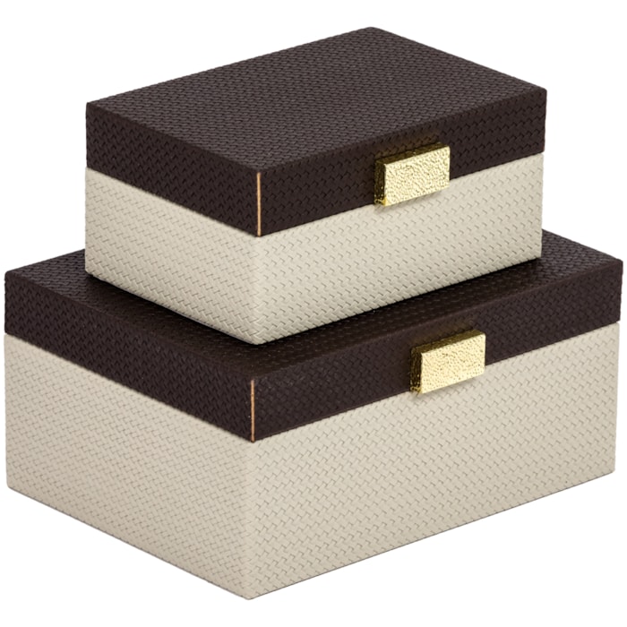 Kit Caixas Decorativas Revestida de Couro Sintético - 2 Peças - Madel Home
