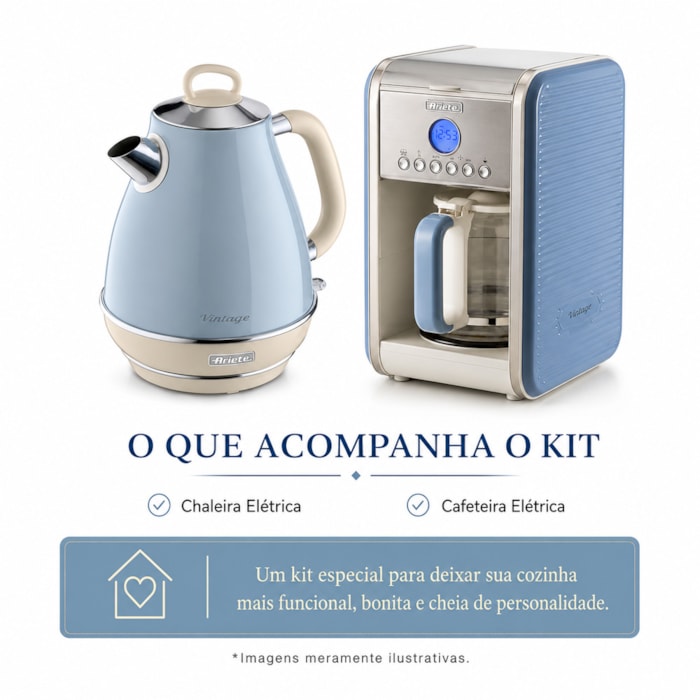 Kit Cantinho do Café Vintage Azul Ariete - 127V - Madel Home
