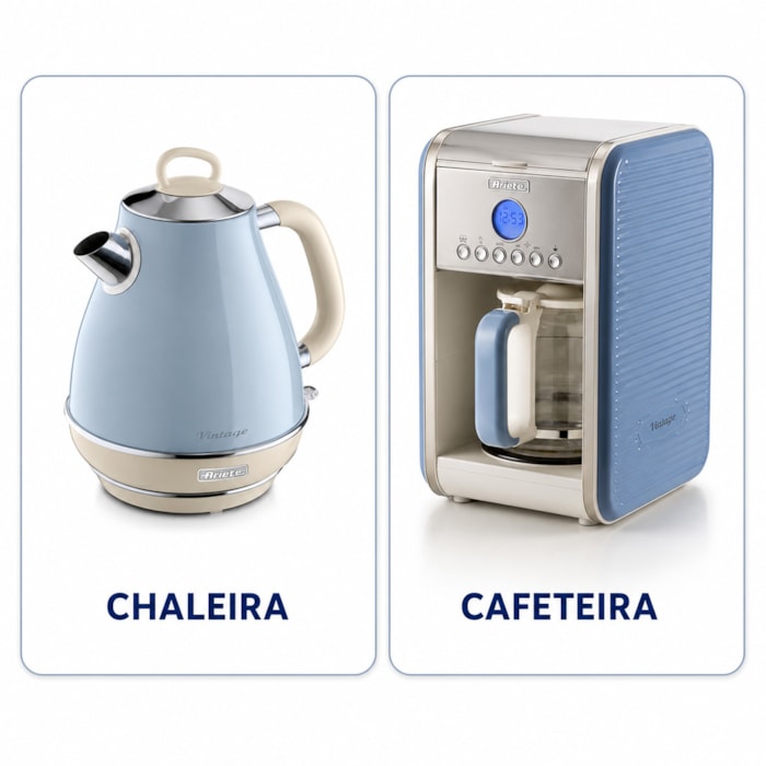 Kit Cantinho do Café Vintage Azul Ariete - 127V - Madel Home