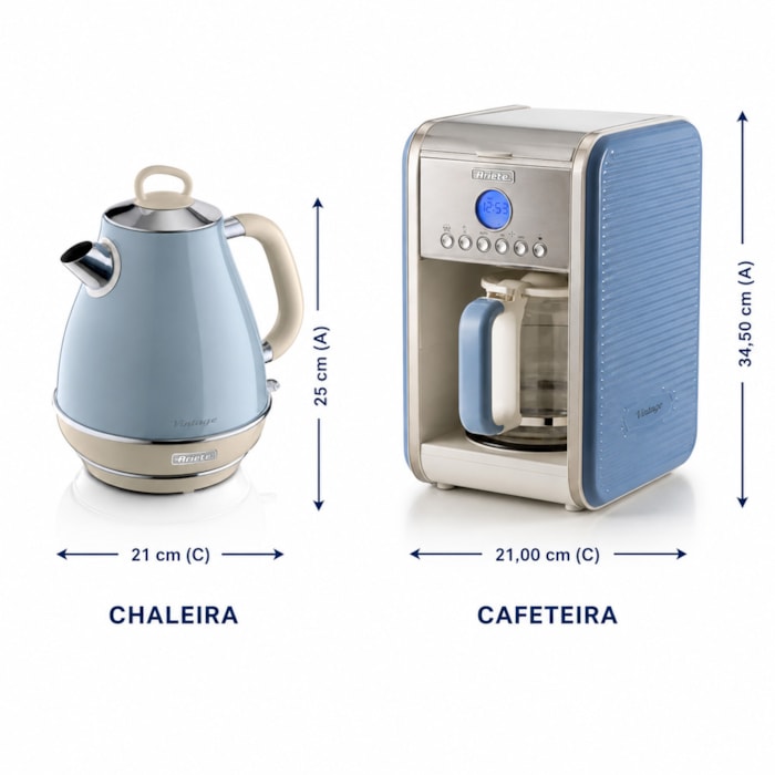 Kit Cantinho do Café Vintage Azul Ariete - 127V - Madel Home