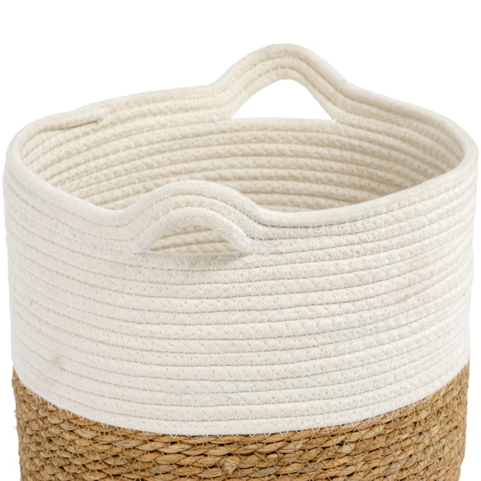 Kit Cestos Organizador de Fibra Natural e Algodão Branco - 2 Peças - Madel Home
