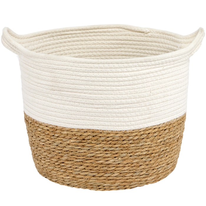 Kit Cestos Organizador de Fibra Natural e Algodão Branco - 2 Peças - Madel Home