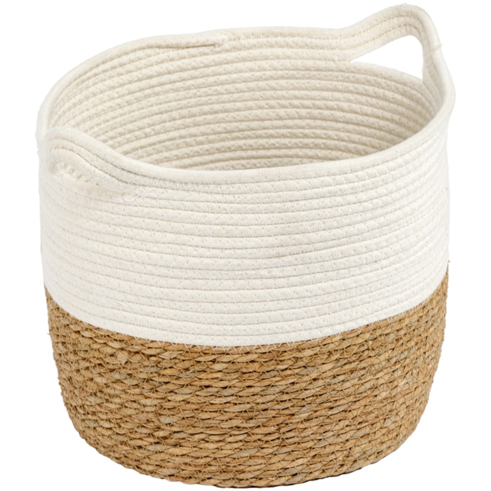 Kit Cestos Organizador de Fibra Natural e Algodão Branco - 2 Peças - Madel Home
