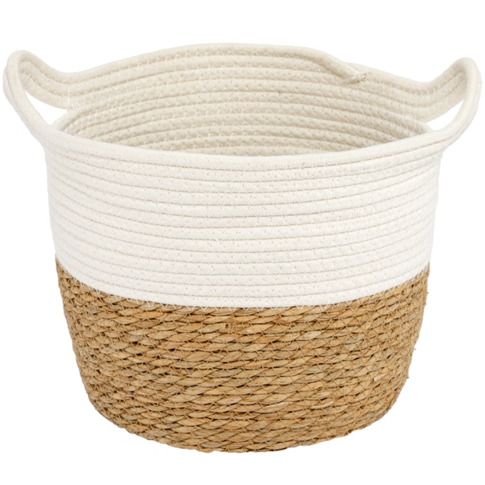 Kit Cestos Organizador de Fibra Natural e Algodão Branco - 2 Peças - Madel Home