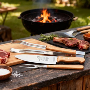Kit Churrasco em Aço Inox e Cabos de Madeira Tramontina - 3 Peças
