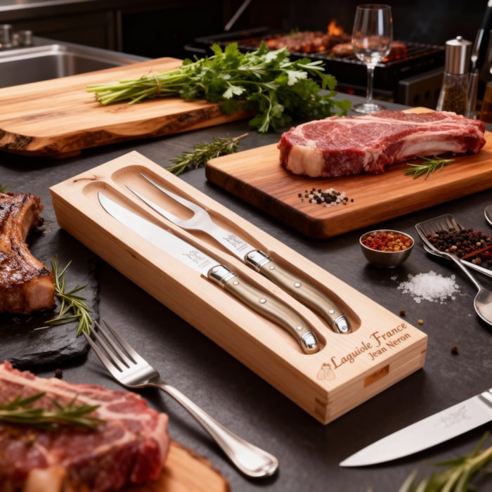 Kit Churrasco Inox Champagne Laguiole - 2 Peças - Madel Home