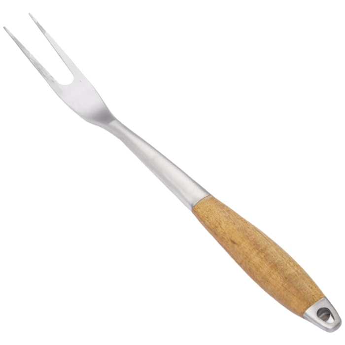 Kit Churrasco Madeira e Inox Bege - 3 Peças - Madel Home