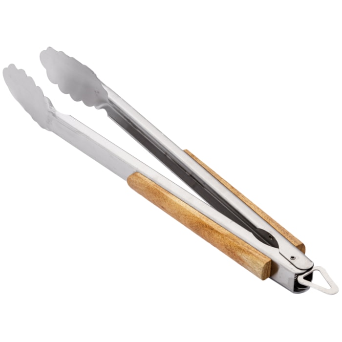 Kit Churrasco Madeira e Inox Bege - 3 Peças - Madel Home